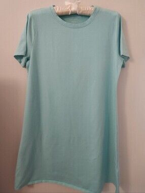 Eileen Fisher Nightie/dress Light Aqua Short Sleeve . 92% Organic Cotton.